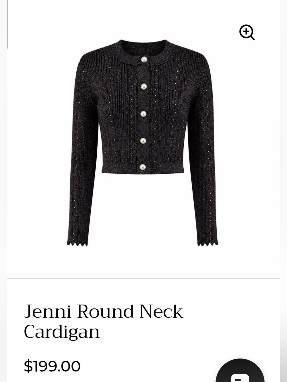 Black Sparkle Button-Front Cardigan New With Tags MRCP $199